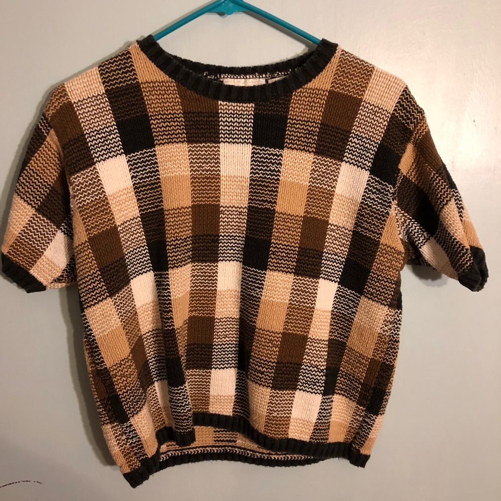 vintage cropped short sleeve sweater